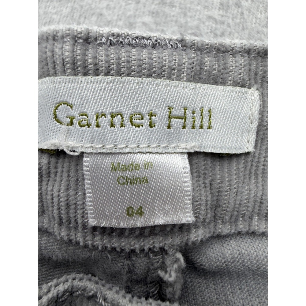 Garnet Hill Corduroy Pants Womens 4 Gray Straight Leg Stretch Casual Pockets - Picture 9 of 13